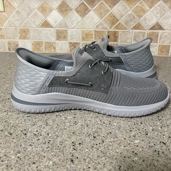 Skechers Men’s Delson 3.0 Gray Hands Free Slip on Sneakers Size 12 - Picture 6 of 11